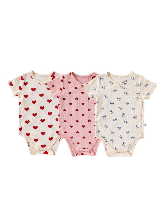 前開きアイレットリボンロンパース